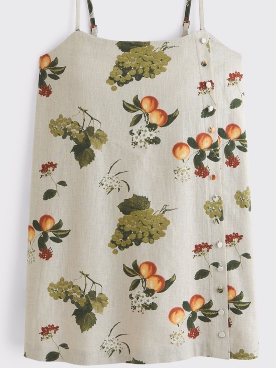 Abercrombie & Fitch Dresses & Skirts - Abercrombie & Fitch Linen-Blend Button Skort - Tan Fruit Pattern - Size XS - NWT